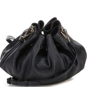 Antonio Melani Drawstring Accordion Leather Crossbody Bag